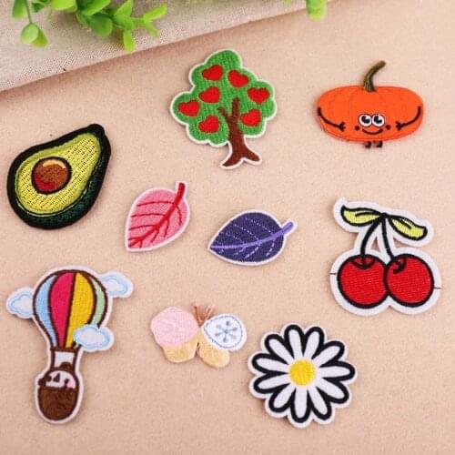 PGY Apple Patches Cartoon Leaf Badges Cute Hydrogen balloon Iron On Patches For Kids Clothing Stickers T-shirt Jeans Applique