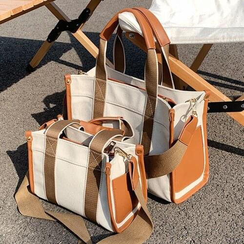 Casual Splicing Canvas Women Handbags Designer Tote Shoulder Bags for Women 2021 Female Large Capacity Patchwork Shopper Bag Ins