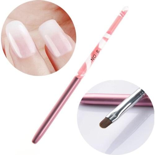 Pro Nail Art UV Gel Painting Brush Pen With Cap Pink Salon Tool Ombre Brush For Gradient For Gel Nail Polish Painting Drawing
