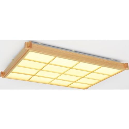 Rectangular square wood LED ceiling lamp creative high-level hotel living room bedroom office lighting LED ceiling lamp m