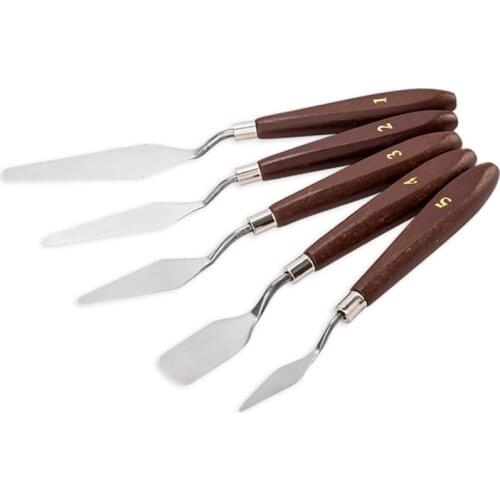 5pcs/set Stainless Steel Spatula Baking Pastry Tools Fondant Cream Mixing Scraper Oil Painting Shovel