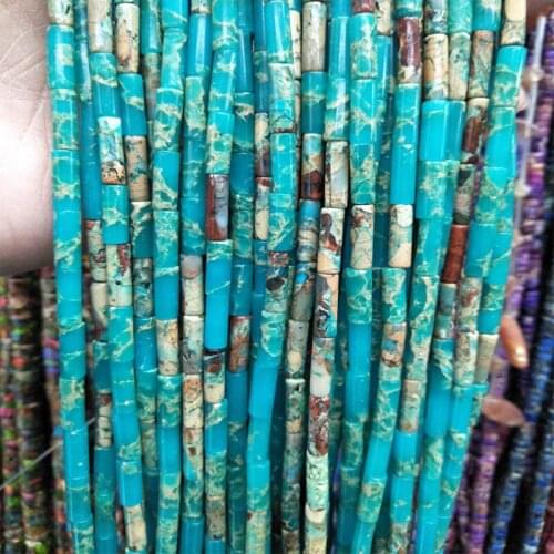 Blue Natural Snake Skin Jaspers Stone Beads 4X13MM Gem stone Loose Beads for Necklace Jewelry DIY Making Design Strand 15