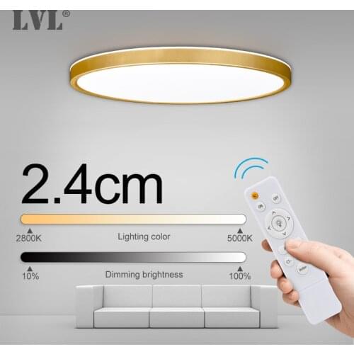Modern Remote Control Led Ceiling Light Golden Wood Grain 24W 32W Bedroom Livingroom Kitchen Bathroom RC Dimmable Ceiling Lamp