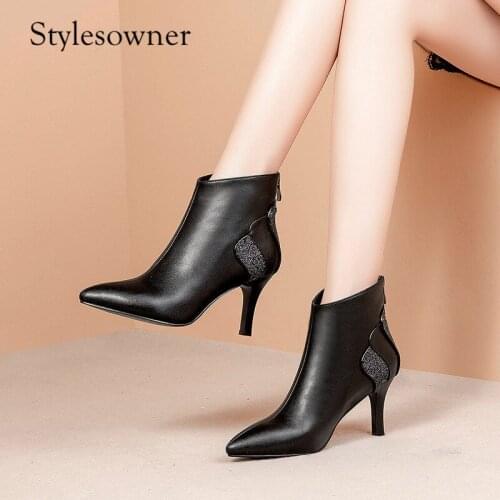 Stylesowner Korean Style Hot Selling Spring Comfortable Woman Boots Black Solid Color High Heels Neutral Popular Female Boots