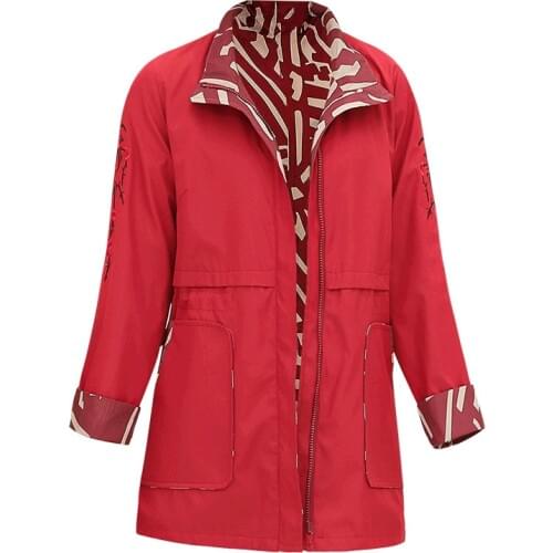 Trench coat new womens spring autumn double-sided two-wearing fashion middle-aged elderly autumn coat short windbreaker D21