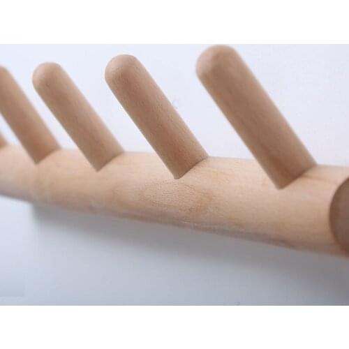 2020 Hot Nordic Simple Beech Tree Wall Hanging Solid Wood Coat Hook Storage Rack Wall Hanging Wooden Hanger