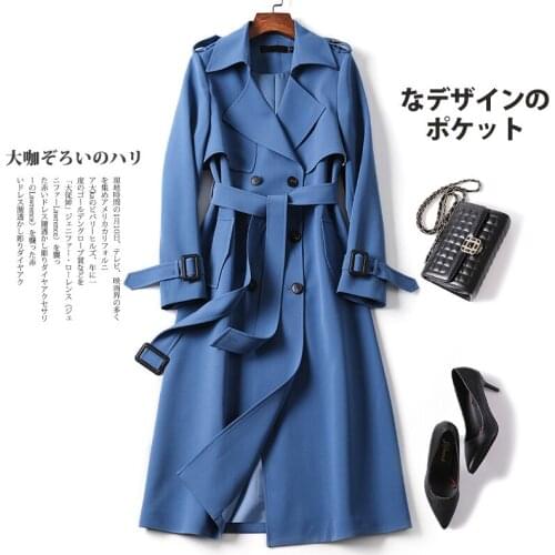 Net Red Windbreaker Womens Middle Long 2021 Spring and Autumn New Korean Slim Coat Long Knee French Coat