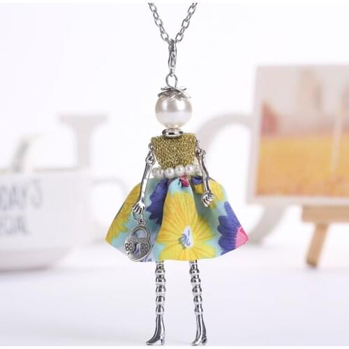 YLWHJJ 2020 new women doll long necklaces & pendant red Flowers Brown dress girls necklace brand statement hot fashion jewelry