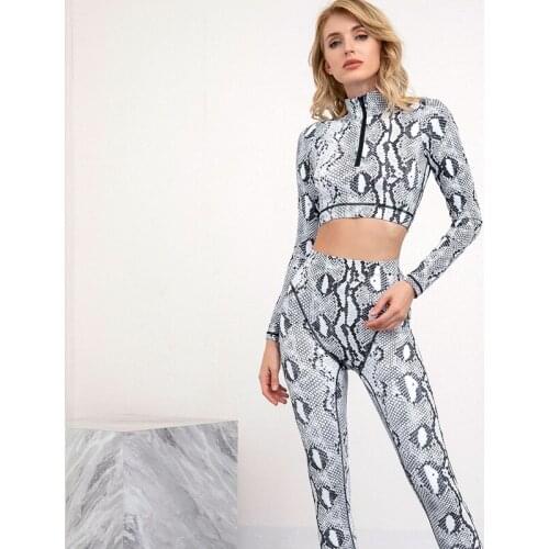 Serpentine Womens Sportswear Yoga Set Workout Clothes Athletic Wear Gym Legging Seamless Fitness Crop Top Long Sleeve Yoga Suit