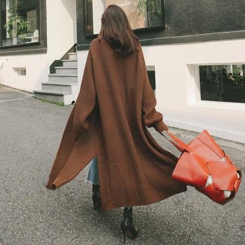 Long Sleeve 2020 New Style Autumn Winter Loose oversized sweater Cardigan Long Coat Thickened Knitting Coat Women Clothing 907A