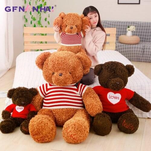 1pc 60cm Cute Sweater Teddy Bear Plush toy Lovely Children Hanging Animal Bear Pillow Stuffed Soft Toys for Girl Valentine Doll