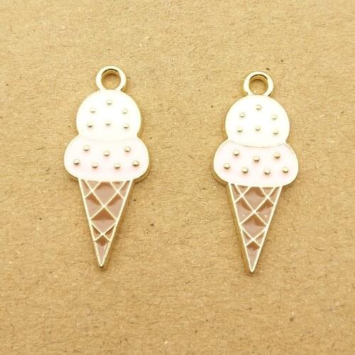 10pcs 10x25mm enamel ice cream charm for jewelry making and crafting fashion earring pendant bracelet necklace charms
