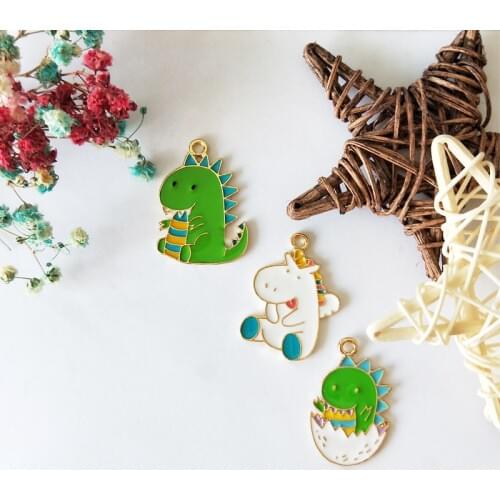 10pcs Cartoon Dinosaur Unicorn Enamel Charms Drop Oil Horse Alloy Pendants Dangle Craft DIY Jewelry Earrings Necklace Accessory