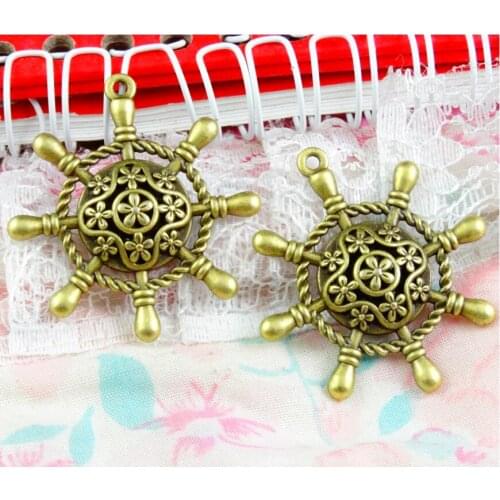 15pcs rudder Charms 35*38MM Antique Bronze Pendant Findings Accessories DIY Vintage Choker Necklace