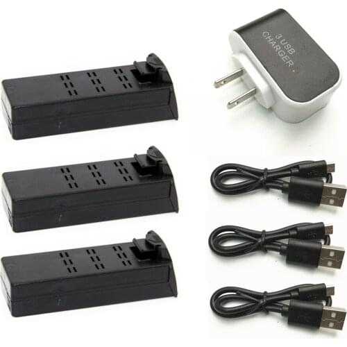 3PCS 3.7V 800mah battery with USB charging cable with 3-in-1 European standard charging head for YH-19 YH-19HW lithium battery