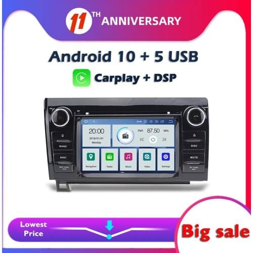 Carplay DSP PX6 IPS Android 10 4GB+64GB Car DVD Player Wifi GPS map Radio Bluetooth For Toyota Tundra Sequoia 2007 2009 -2015