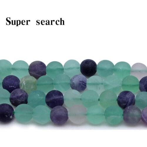 Natural Stone Dull Polish Matte Colorful Fluorite Round loose stone jewelry Beads 15" Pick Size4 6 8 10 12mm