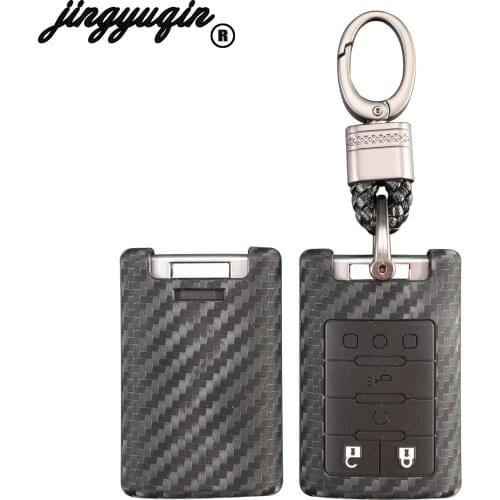 Jingyuqin carbon Silicone Remote Keyless Car Key Case Cover For Cadillac CTS Escalade SRX ATS STS Square