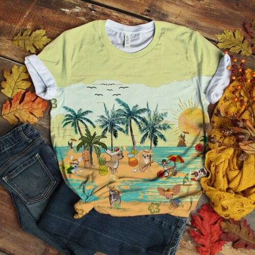 2021 New Arrival Men T Shirt 3D Digital Full Printing Cotton Dog Short Sleeve Hip Hop Outdoor Women Tees