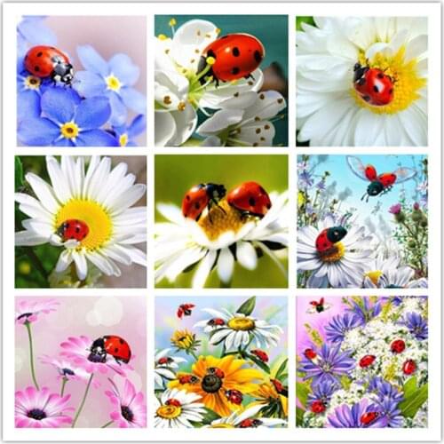 Hot 5D DIY Diamond Painting Ladybug Full Diamond Square Diamond Embroidered Flowers Home Decor Childrens Gifts