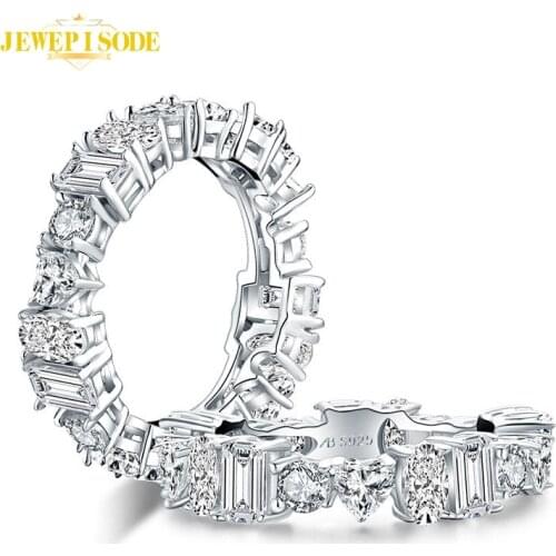 Jewepisode luxury Wedding Bands 925 Sterling Silver simulated Moissanite Diamond Wedding Engagement Ring Fine Jewelry Wholesale