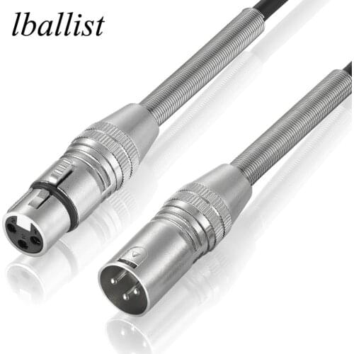 Lballist XLR Cable Male to Female M/F with Spring Protection OFC Audio Cable For Microphone Amplifier Foil+Braided Shielded