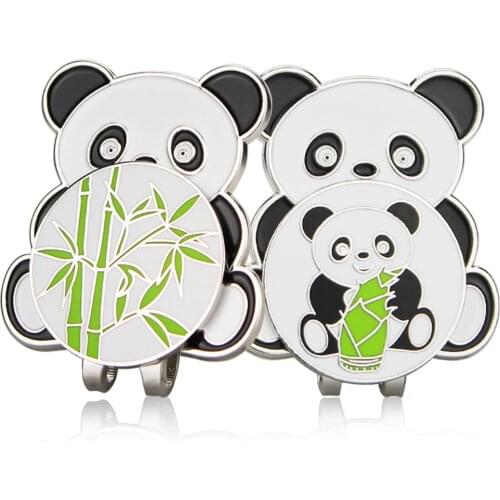 China Panda Style Golf Ball Marker w Magnetic Golf Hat Clip Golf Cap Clips Alloy Professional Ball Mark Gift