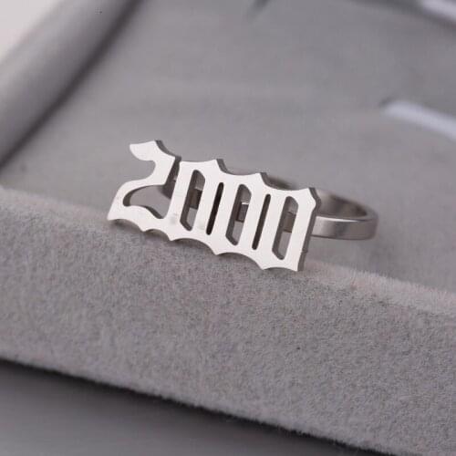 Fashion Arabic numeral combination year stainless steel ring Adjustable ring for birthday present