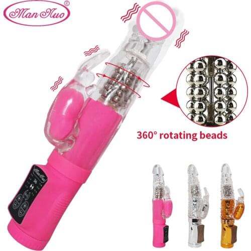 Rabbit Vibrator G Spot Dildo Sex Vibrator for Womens Dual vibrat Stimulate Vagina Clit Anal Massager Oral Sex Toys For Adult