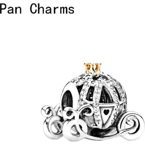 Hot Sale 925 Silver Color Beads DIY Pumpkin Car Charm Crown Beads Fit Original Pandora Bracelet Necklace Women Fashion Jewelry