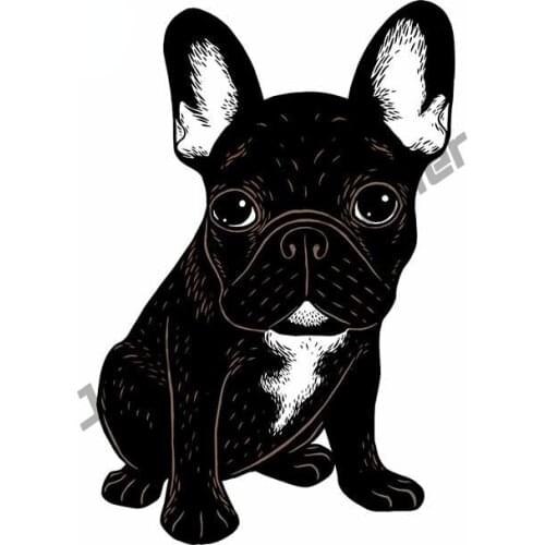 Cartoon French Bulldog Black Car Stickers for Bumper Camper Trunk Laptop RV Scratch-Proof Decal Windshield Decoration PVC13x9cm