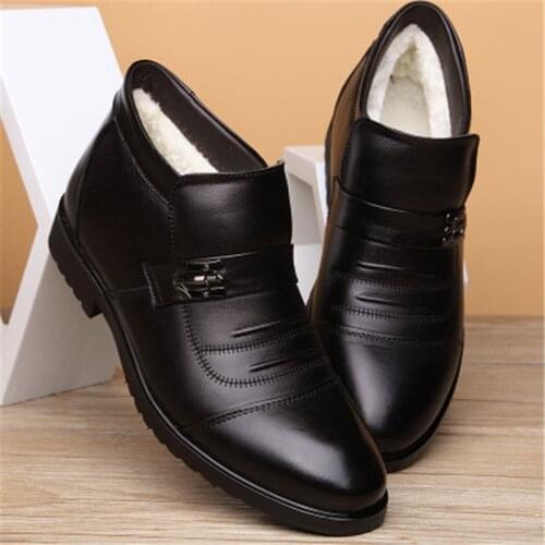 2022 New Genuine Leather Winter Boots Men Winter Shoes Cowhide Leather Warm Shoes Plush Black Chelsea Boots Man Ankle Booties