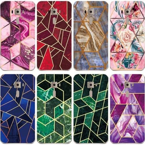 Geometric Marble Soft Phone Case ffor Asus Zenfone 3 ZE520KL Funda Glossy Colorful Flower Silicone Phone Back Cover Shell