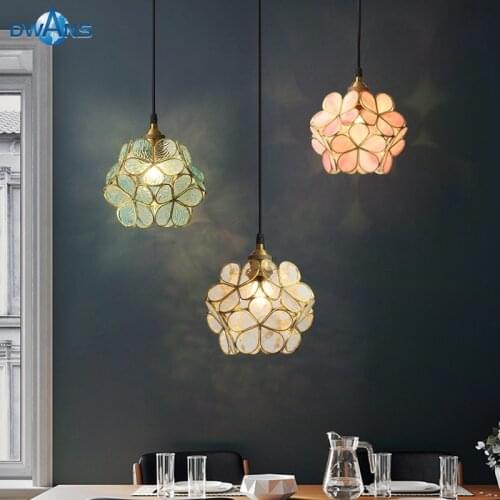 Nordic Design Pendant Light Hanging Chandelier Flower Colours 5W 220V Copper Glass Indoor Bedroom Bedside Retro Decor Lamp