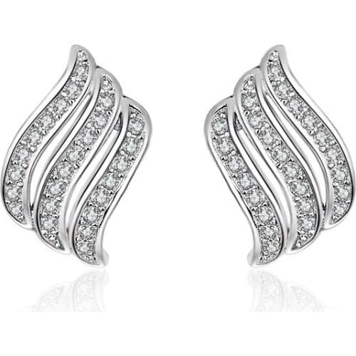 New Arrival Simple Wave Earrings Micro Austrian Cubic Zirconia Pave For Women 925 Sterling Silver Jewelry Earrings
