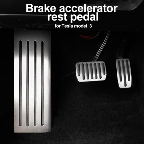 Model3 Car Foot Pedal Pads Covers For Tesla Model 3 Y 2021 Accessories Alloy Aluminum Accelerator Brake Rest Pedal Three