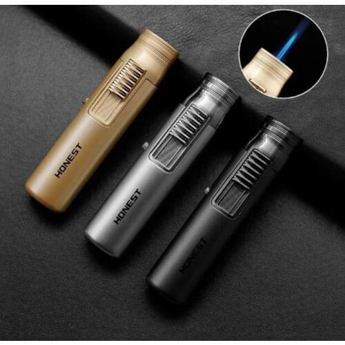 Genuine Honest Mini inflatable lighter direct type spray gun torch straight jet flame portable lighter Gift for men smoking