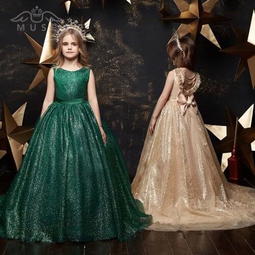 Bling Sequin Sleeveless Girls Birthday Princess Ball Gowns Girls Blue Birthday Party Dress Red Sequin Girls Pageant Gown Custom