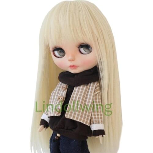 9-10 inch Blyth Wig Long Straight Blonde Hair