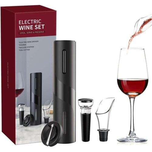Electric Bottle Opener Set, Wine Bottle Openers with USB Charging Cable, Foil Cutter, Vacuum Bottle Stopper, Wine Pourer Kit