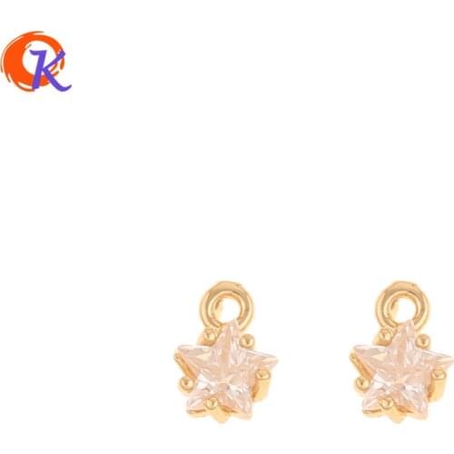 Cordial Design 30Pcs 6*9MM Jewelry Accessories/Earring Findings/Hand Made/Star Shape/Genuine Gold Plating/DIY Making/CZ Charms