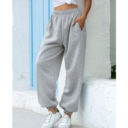 DAILOU Women Baggy Sports Pants Joggers Wide Leg Sweatpants Oversized Streetwear High Waist Trousers Women Korean Casual Pants