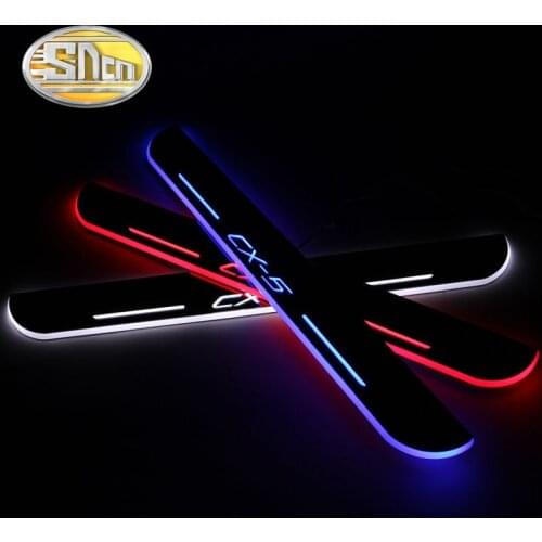 SNCN 4PCS Car LED Door Sill For Mazda CX-5 CX5 2017 - 2020 Ultra-thin Acrylic Dynamic LED Welcome Light Scuff Plate Pedal