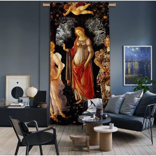 Cipcici Sandro Boticelli - Spring Panel Blackout Curtain Unisex Kids Living Room Decorative Masterpiece Elite