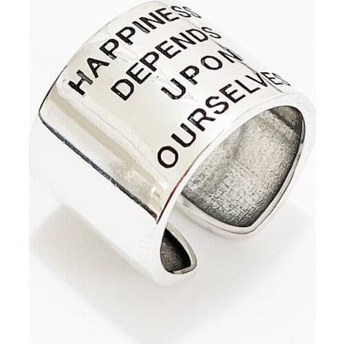 UFOORO Vintage English Alphabet Ring Made Old Wide Ring Jewelry Fashion Ring For Women With Black Box