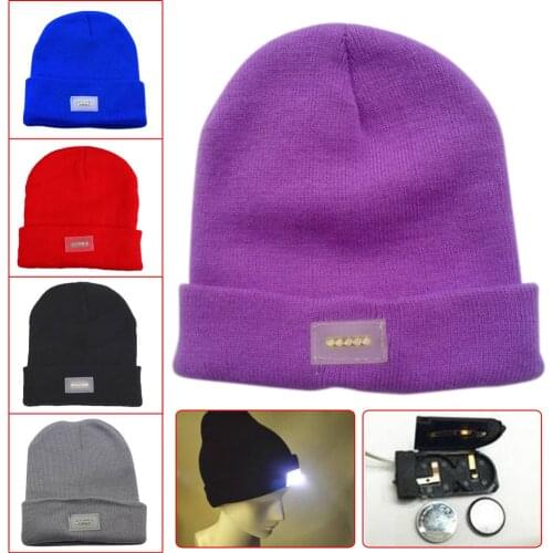 Outdoor Flashlight Sport 5 LED Novelty light Hat Warm Winter Fishing Camping Mountaineering Red/Blue Caps Knitting Hat Men/Women