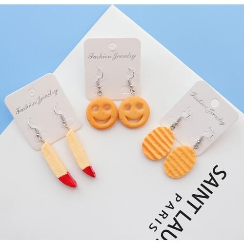 Simulation French Fries Potato Chips Drop Earrings For Women Girls DIY Handmade Creative Dangle Earrings Jewelry Accessaries