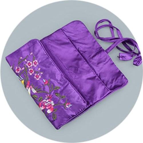 Oriental Silk Jewellery Roll Wrap Jewelry Pouch Organizer Travel Storage Case