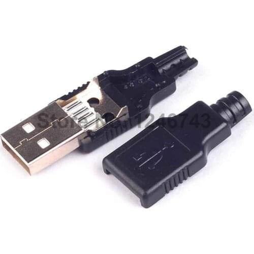 10PCS USB Male Head Type A Male Head Plastic Shell DIY Three-piece