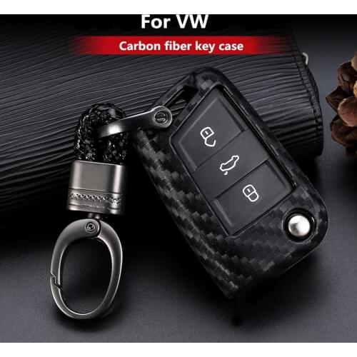 2019 New Carbon Fiber Silica Gel Key Cover Case For VW Polo Golf 7 Tiguan For Skoda Octavia Kodiaq Ateca Karoq For SEAT Leon2015